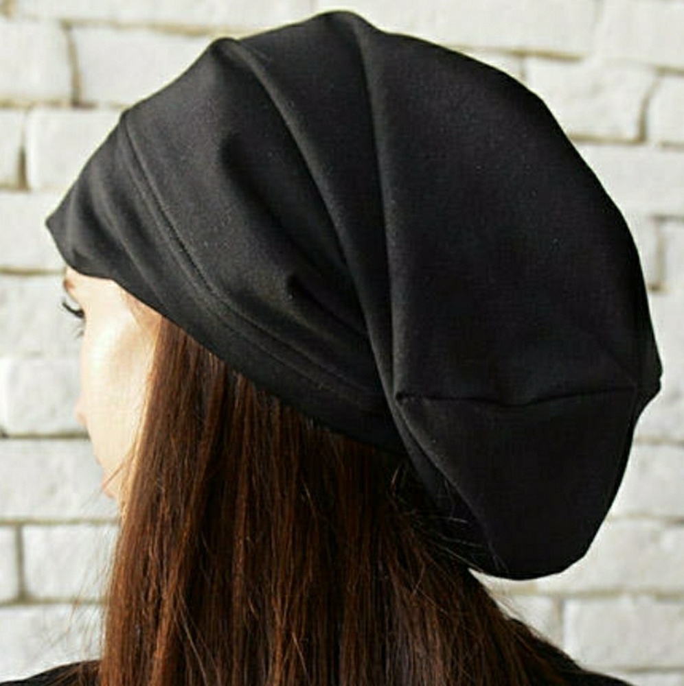 Asymmetric Black Beanie/Slouchy Beanie